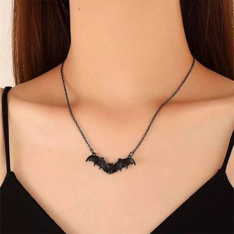 Wholesale Black bat chain goth punk vampire necklace